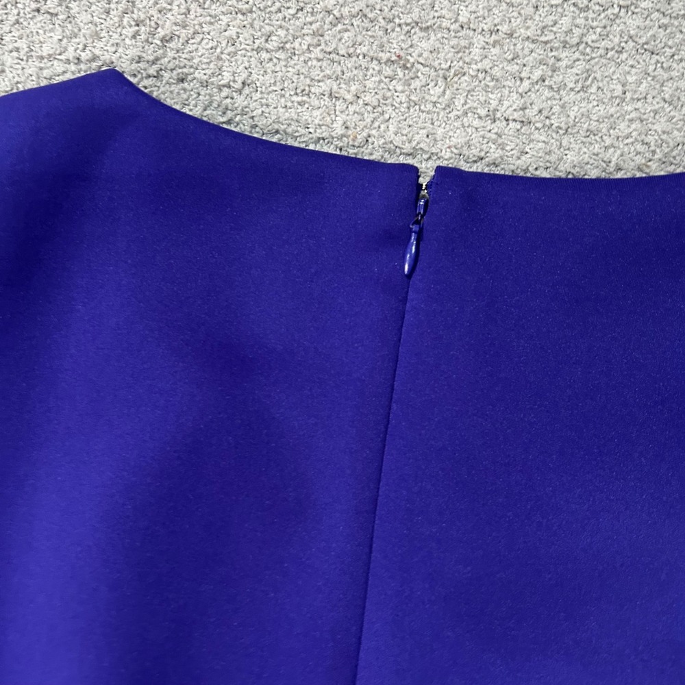 ELOQUII Peplum Top Wrap Layered Hem 14 Royal Purple Short Sleeve Office Chic - Picture 6 of 7